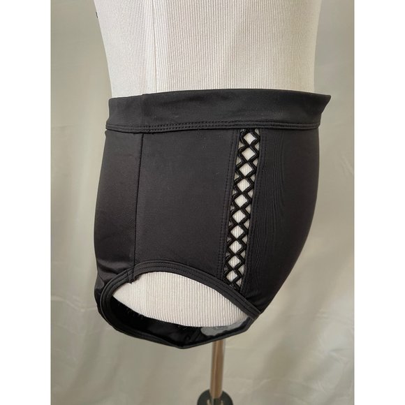 Beach Betty by Miracle Wear Other - Beach Betty Black Open Zig Zag Design Front High Waist Front Bikini Bottoms